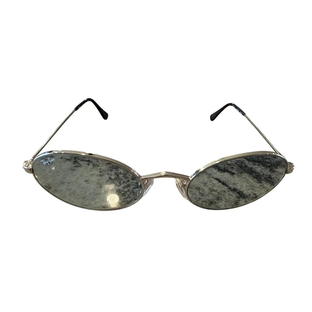 Ray-Ban RB3134 Sidestreet Silver Oval Sunglasses Blue Tint Made in Italy 52-19